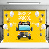 Lofaris Yellow Balloons Bus Back To School Party Backdrop